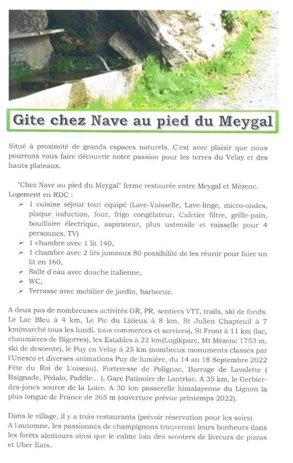 Ferienwohnung Chez Nave Au Pied Du Meygal Boussoulet Exterior foto